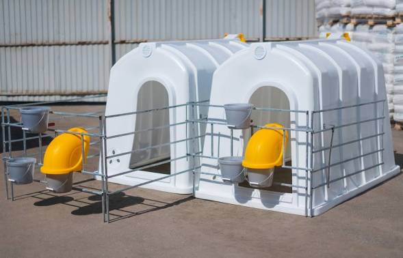 Вольер домика для телят с совмещенной боковой стенкой оцинкованный