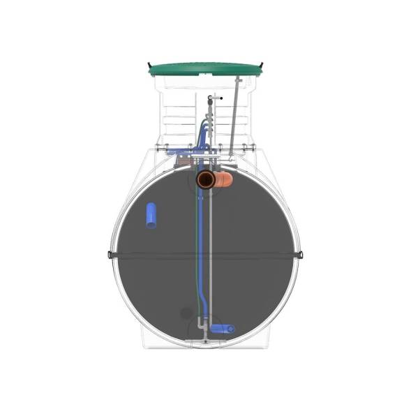 Автономная канализация Rostok Ground 8 с горловиной 600 мм и самотечным отведением, 3500 л, черный [504.3000.899.004]