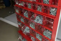 Короб откидной Стелла-техник СТЕЛЛА-103 , 600х140х168мм, 5 ячеек, красный, прозрачный