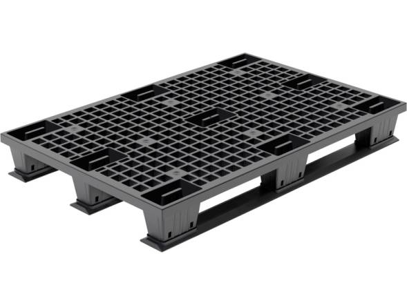 Паллет (поддон) пластиковый перфорированный на полозьях, 1200х800х150 мм, черный [TR 1208 LPS]