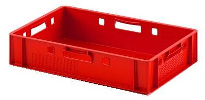 Ящик пластиковый сплошной Е1 (евроформат) для мяса глубокой заморозки, 600х400х120 мм, красный [12.421.40.PE]