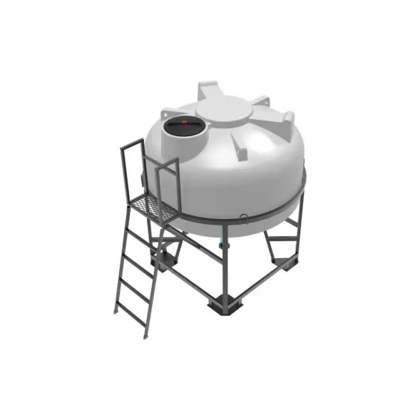 Емкость ЦКТ 3000 л с патрубком 110мм с фланцем белая в обрешетке с лестницей