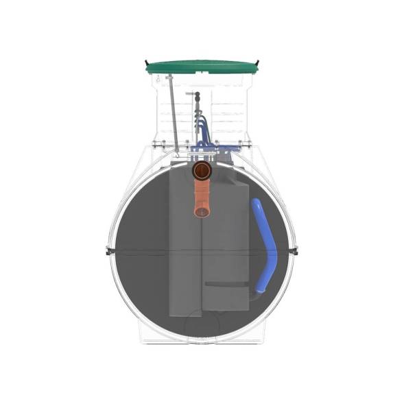 Автономная канализация Rostok Ground 8 с горловиной 1000 мм и самотечным отведением, 3500 л, черный