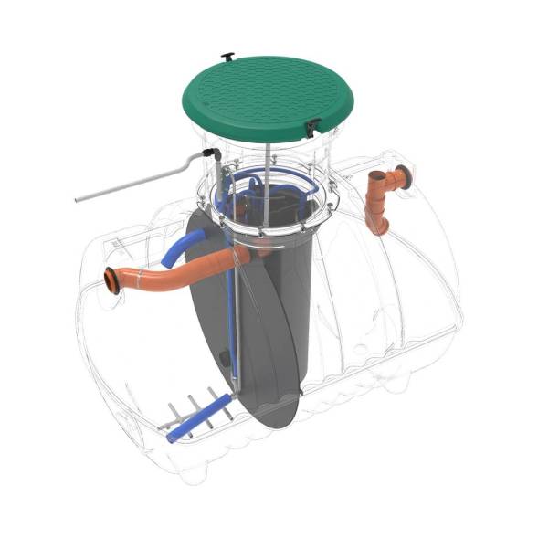 Автономная канализация Rostok Ground 8 с горловиной 1000 мм и самотечным отведением, 3500 л, черный