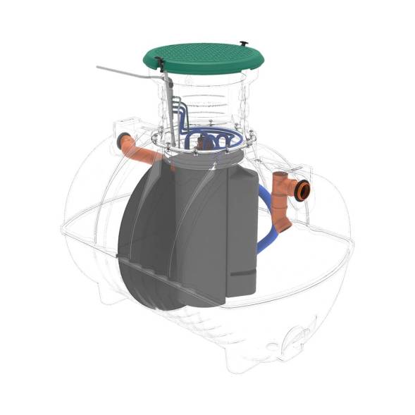 Автономная канализация Rostok Ground 8 с горловиной 1000 мм и самотечным отведением, 3500 л, черный