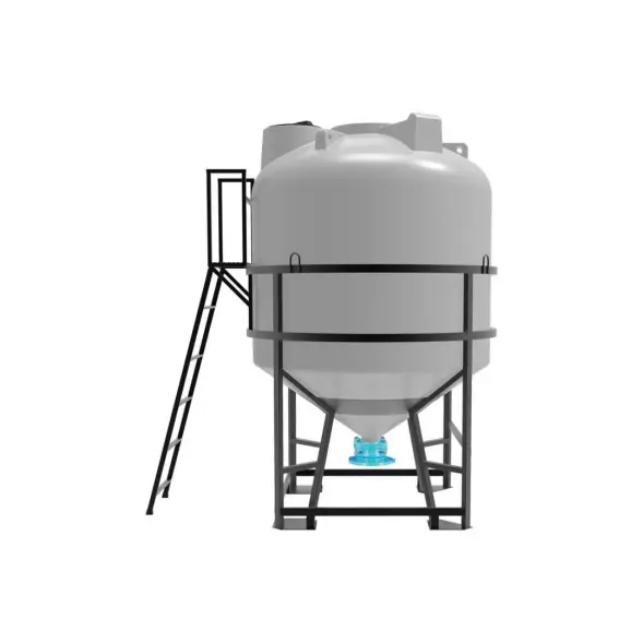 Емкость ЦКТ 5000 л с патрубком 160мм с фланцем под плотность до 1,5 г/см3 белая в обрешетке с лестницей